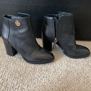 Tory Burch black heeled booties.